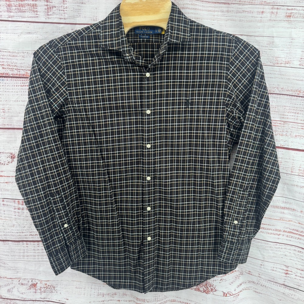 Polo Ralph Lauren Shirt Mens Large Classic Fit Plaid Button Down Casual Preppy